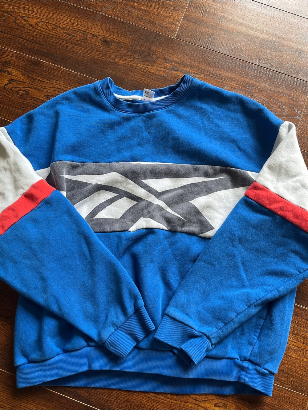 Reebok Blue Crewneck Sweatshirt with White, Gray and Red Accents
